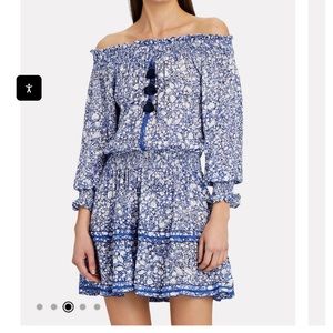 Poupette St Barth’s off the shoulder Sylvia dress, size medium, in blue